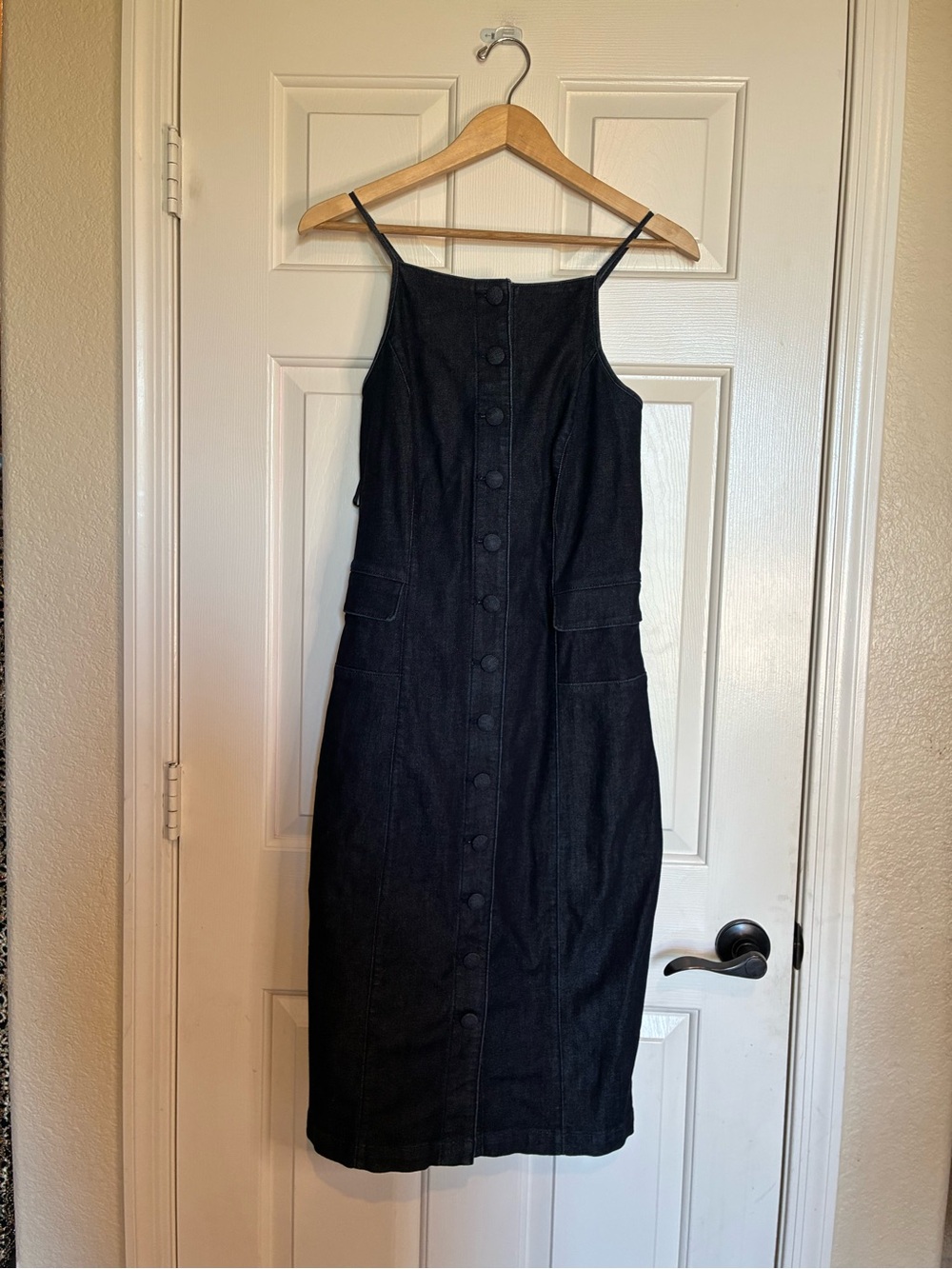 White House Black Market Black Button-Front Midi Dress